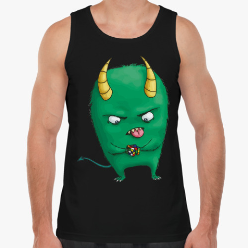 Майка с принтом Монстер и кубик Рубика