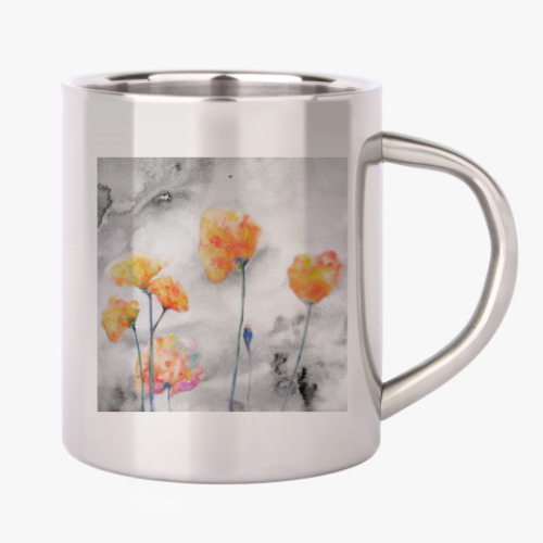 Кружка металлическая с принтом Маки