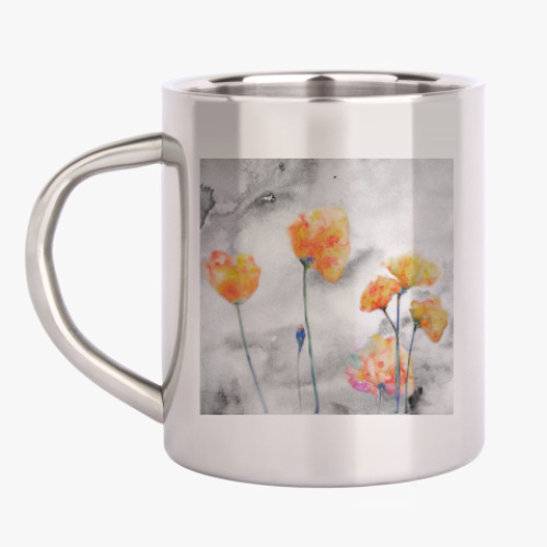 Кружка металлическая с принтом Маки