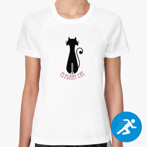 Женская спортивная футболка с принтом Элегантная кошка