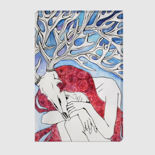 Холст с принтом Девушка с рогами оленя