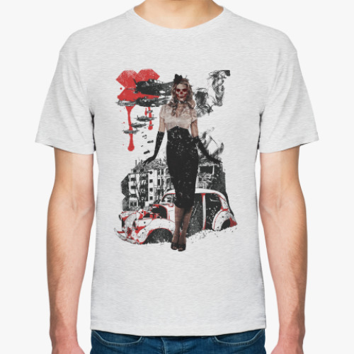 Футболка с принтом Девушка в стиле милитари