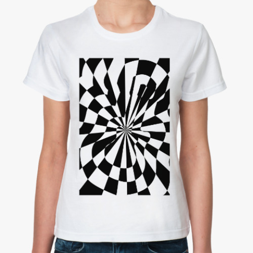 Классическая футболка с принтом Гитара - оптическая иллюзия