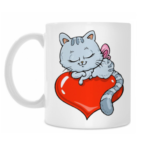Кружка с принтом Heart Kitty