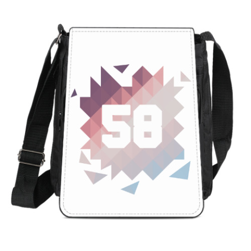 Сумка-планшет с принтом Цифра 58 (Low Poly)