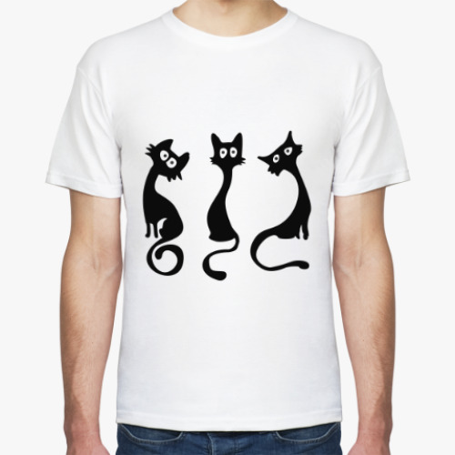 Футболка с принтом Три котаж!