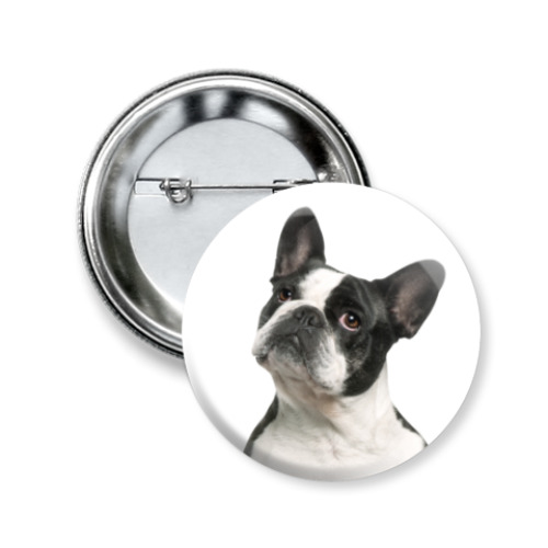 Значок 50мм с принтом Французский бульдог