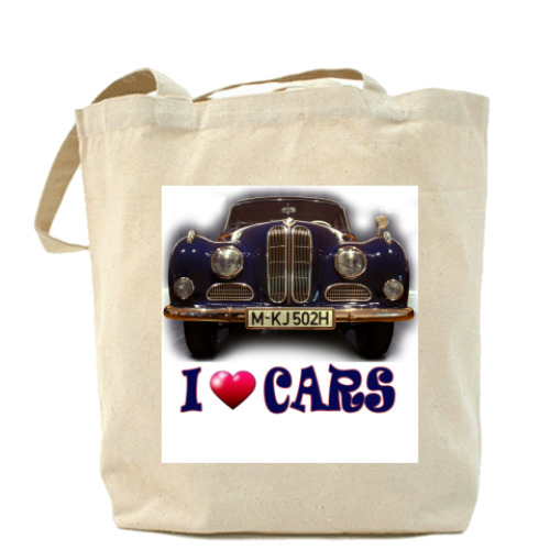 Сумка шоппер с принтом  я люблю автомобили