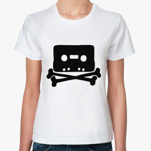 Классическая футболка с принтом Кассета и кости