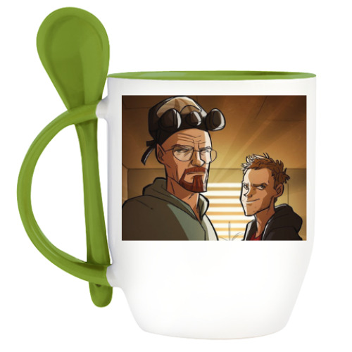 Кружка с ложкой с принтом Во все тяжкие