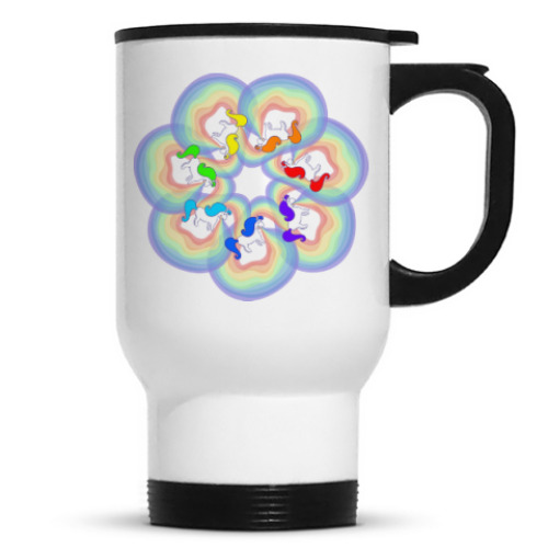 Кружка-термос с принтом Единороги и радуга