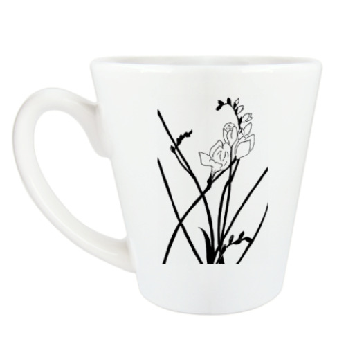 Чашка Латте с принтом Цветок