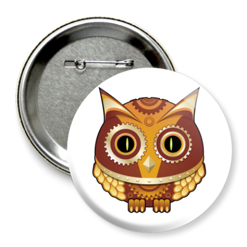 Значок 75мм с принтом Steamy Owl