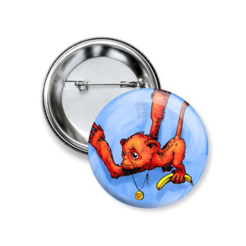 Значок 37мм с принтом Обезьянка