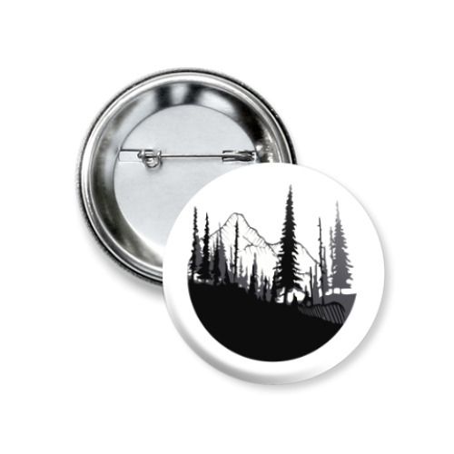 Значок 37мм с принтом Лес и Горы