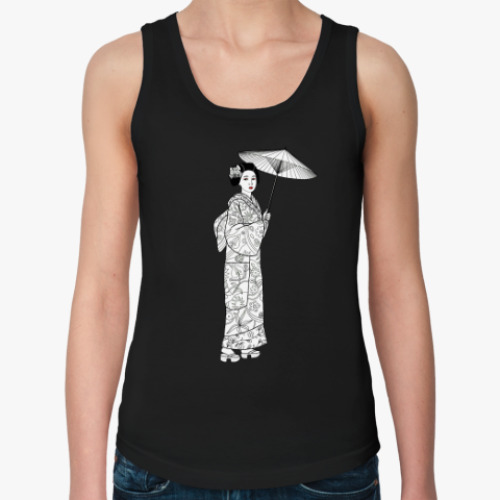 Женская майка с принтом Гейша. Япония вокруг нас.