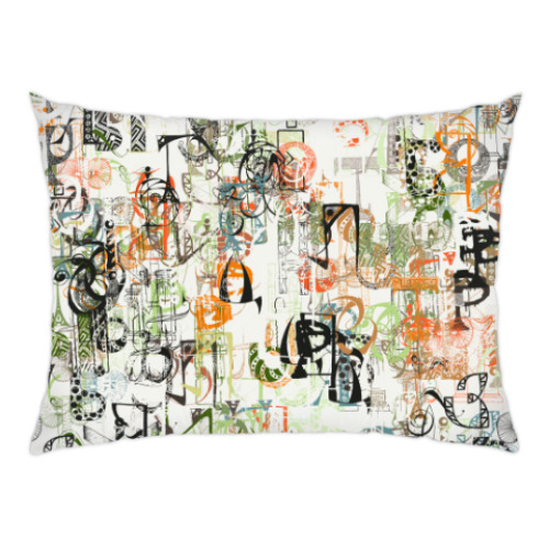 Подушка с принтом Хаотичный алфавит