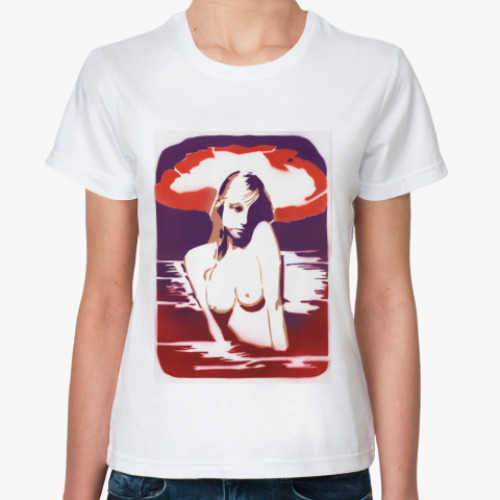 Классическая футболка с принтом Сексуальная девушка