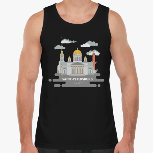 Майка с принтом Saint-Petersburg, Питер, Санкт-Петербург, flat
