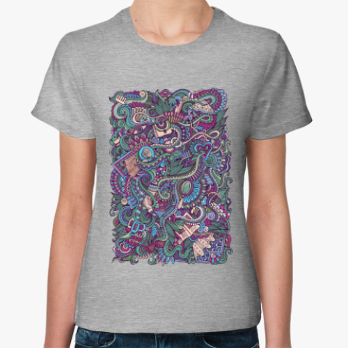 Женская футболка с принтом Woman doodles art