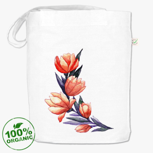 Сумка шоппер с принтом Тюльпаны