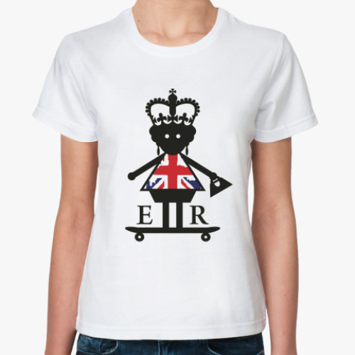 Классическая футболка с принтом  Королева Елизавета II