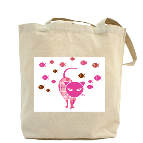 Сумка шоппер с принтом Сердитая кошка