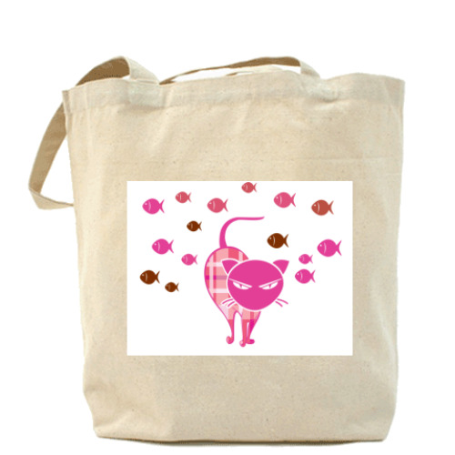 Сумка шоппер с принтом Сердитая кошка