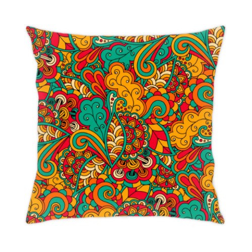 Подушка с принтом Растительный дудл узор