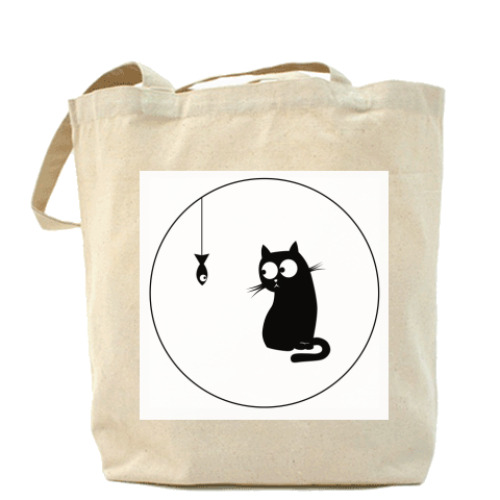 Сумка шоппер с принтом Gazing cat eco tote