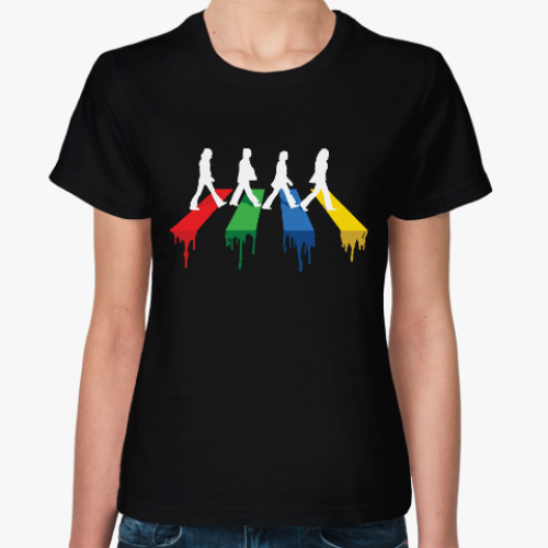 Женская футболка с принтом Зебра на дороге.