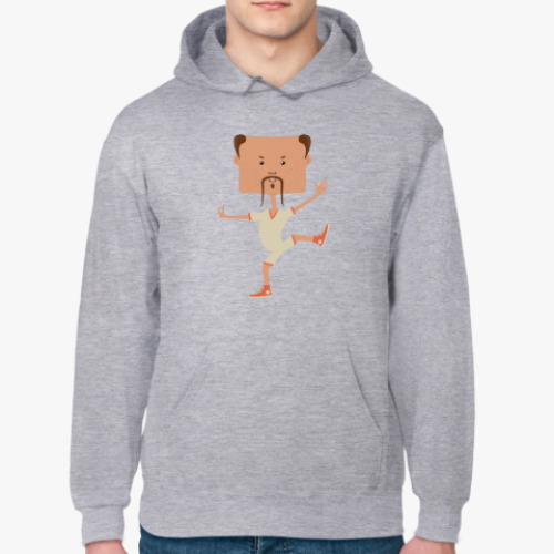 Толстовка худи с принтом Смешной нарисованный каратист