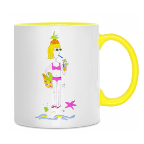 Кружка с принтом Все на пляж!