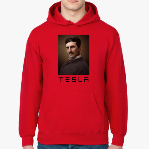 Толстовка худи с принтом Никола Тесла