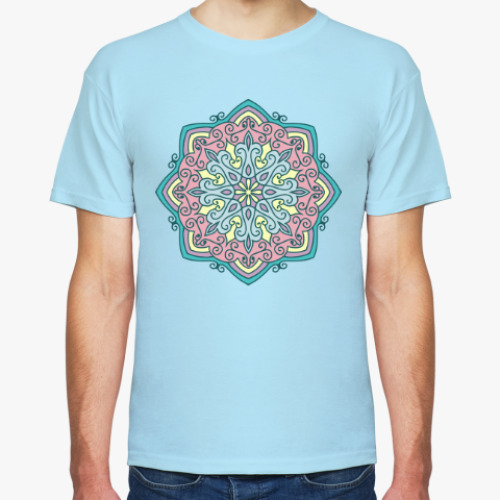 Футболка с принтом Мандала - круглый восточный орнамент