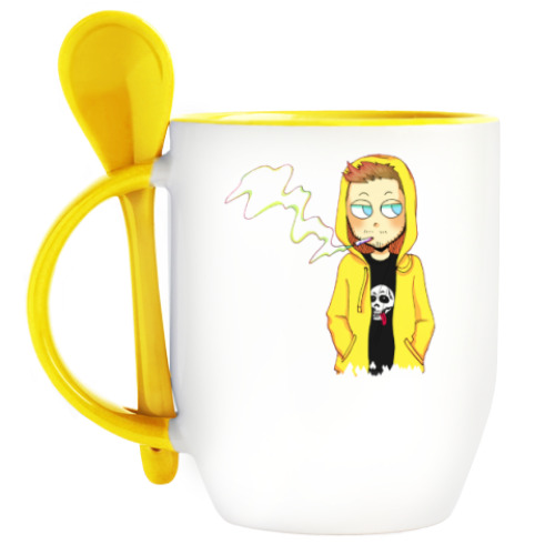 Кружка с ложкой с принтом Pinkman