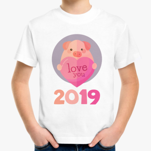 Детская футболка с принтом Свинья 2019