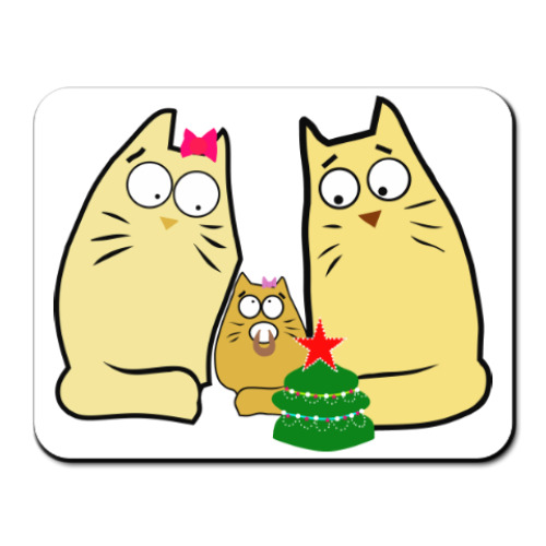 Коврик для мыши с принтом Кошачья семья