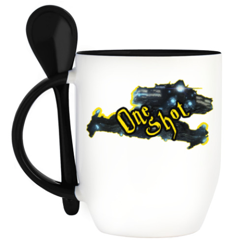 Кружка с ложкой с принтом OneShot Cuiser