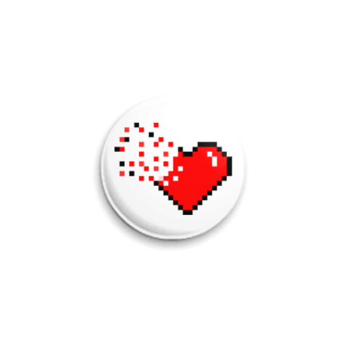 Значок 25мм с принтом Pixel Broken Heart (сердце)
