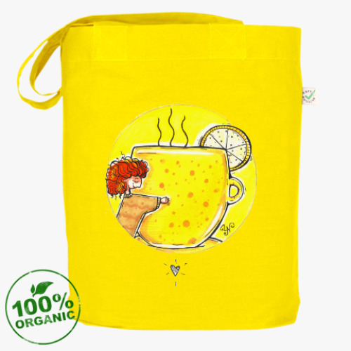 Сумка шоппер с принтом Желтая чашка