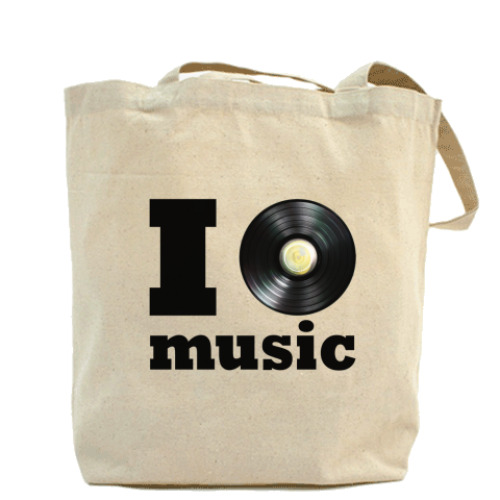 Сумка шоппер с принтом  I love music