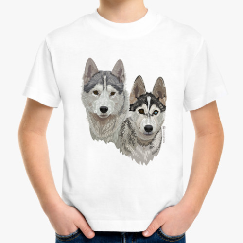 Детская футболка Хаски. Собаки.