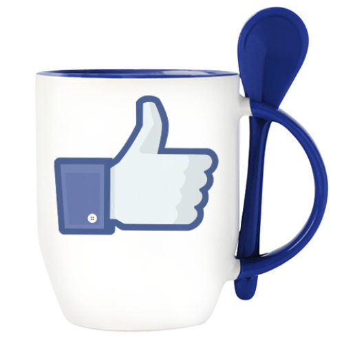 Кружка с ложкой с принтом 'Like'