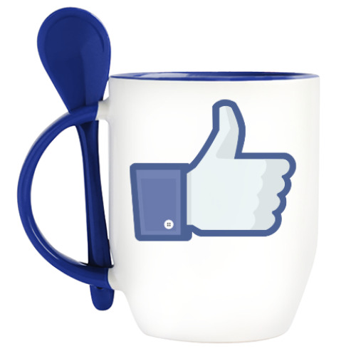 Кружка с ложкой с принтом 'Like'