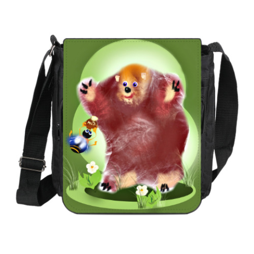 Сумка на плечо (мини-планшет) с принтом Мишка с медом