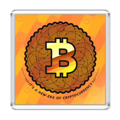 Магнит с принтом BITCOIN - новая эра, эра криптовалют!