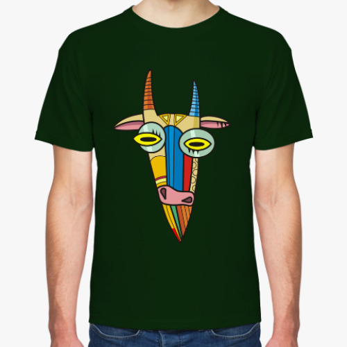 Футболка с принтом новогодний козел