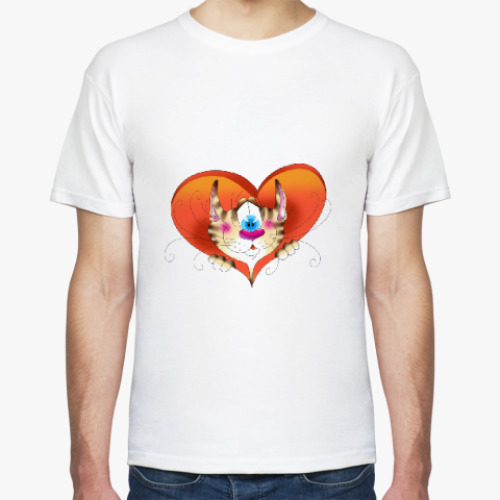 Футболка с принтом Кот в сердце