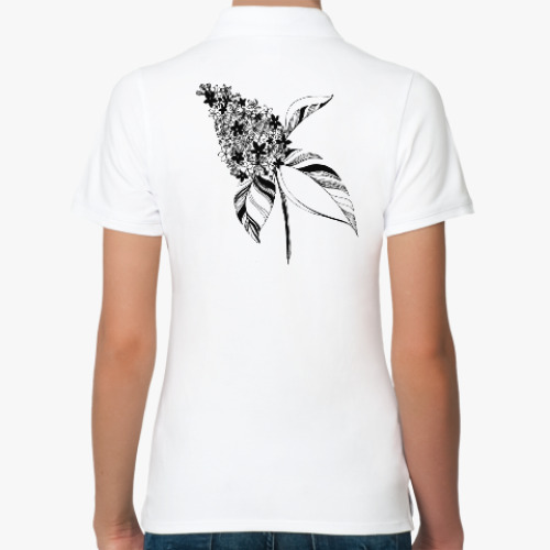 Женская рубашка поло (печать) Ветка сирени